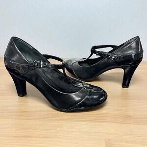 Giani Bernini Womens Vineza Leather Cap Toe Black T-Strap Mary Jane Pumps Sz 7M